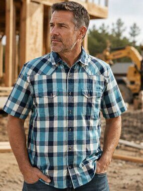 The North Face Gardello Shirt Mens Xl Blue White Plaid Short Sleeve Button Up